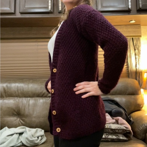 Hand Knit Merino Wool Cardigan - Picture 3 of 10